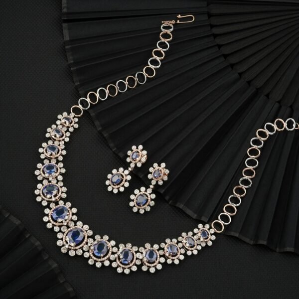 Blue Sapphire and Diamond Necklace Set