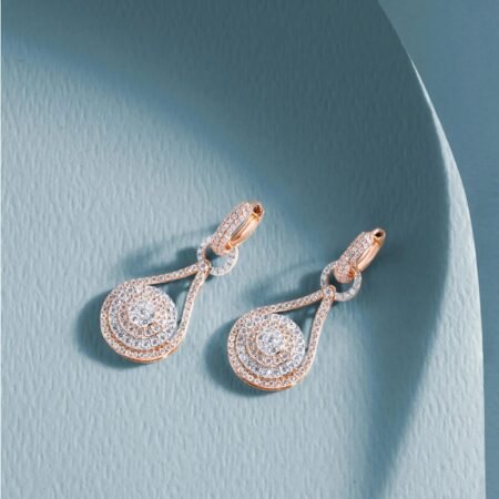 Diamond Studded Earrings in Two-Tone Gold