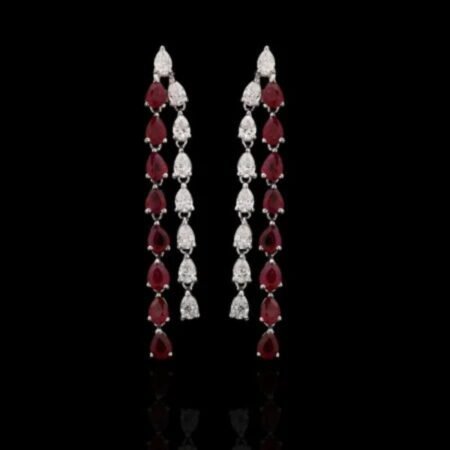 Ruby and Diamond Dangling Earrings