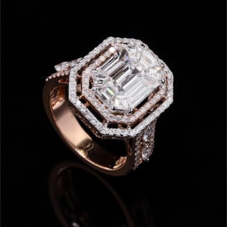 VVS Quality Emerald Pie Cut Cocktail Ring