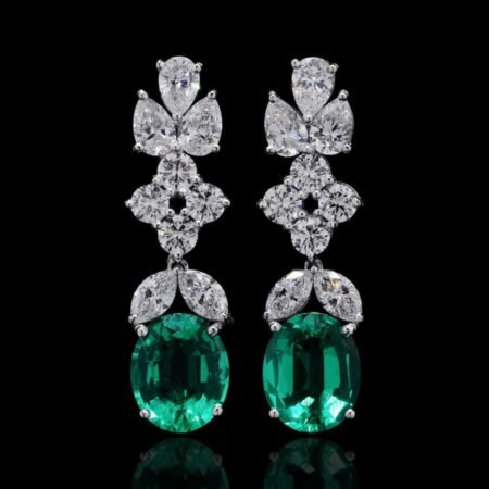 Colombian Emerald with Fancy Cut Diamond Dangling