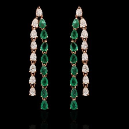 Emerald and Diamond Dangling Earrings