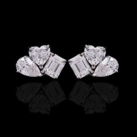 Heart, Pear, and Emerald Shape Diamond Earrings