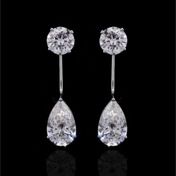 Pear and Round Solitaire Earrings