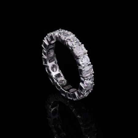 Emerald and Round Eternity Ring