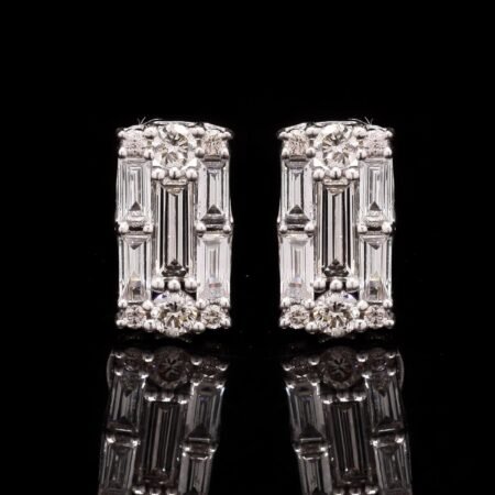 Emerald Shape Illusion Diamond Studs