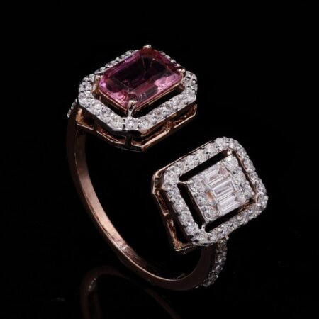 Pink Sapphire and Diamond Ring in Rose Gold